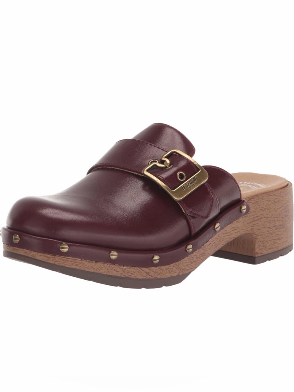 EUC Dr. Scholl's Women's Burgundy Leather Buckled Clog Size 9.5